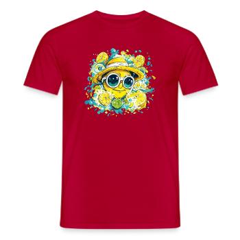 Zitrus Lächeln mit Hut und Brille - Männer T-Shirt - Rot - Vorne - AI Model Male 178 dark (178cm)