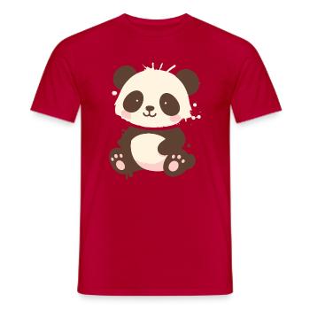 Cute Panda – Dessin animé de graffiti ludique - T-shirt homme - rouge - Devant - AI Model Male 178 dark (178cm)