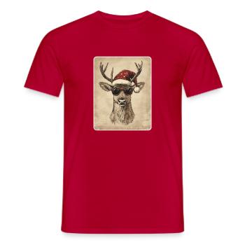 Reindeer Deer Antlers Reindeer Vintage Christmas - Men's T-Shirt - red - Front - AI Model Male 178 dark (178cm)