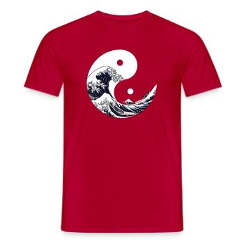 Yin yang wave Kanagawa - Men's T-Shirt - red - Front - AI Model Male 178 dark (178cm)