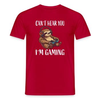 Gamer Faultier mit Headset - Männer T-Shirt - Rot - Vorne - AI Model Male 178 dark (178cm)