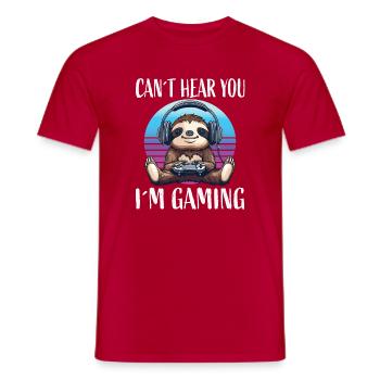 Kannst du mich hören? Gaming Faultier - Männer T-Shirt - Rot - Vorne - AI Model Male 178 dark (178cm)