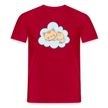 Traumartiges Kätzchen auf pastellfarbener himmelblauer Wolke - Männer T-Shirt - Rot - Vorne - AI Model Male 178 dark (178cm)