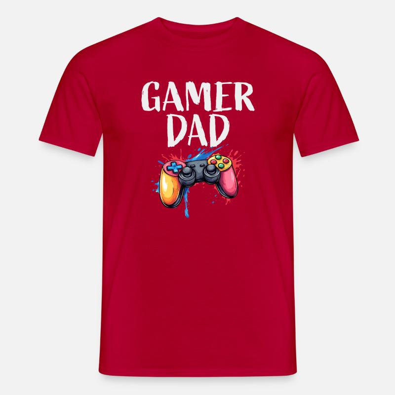 Gamer Papa Controller Splash - Männer T-Shirt - Rot
