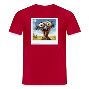 Oiseau rieur aux grands yeux - T-shirt homme - rouge - Devant - AI Model Male 178 dark (178cm)