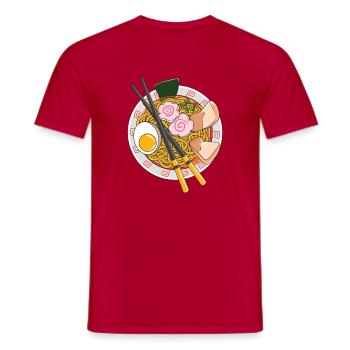 Ramen Noodles Japanese Food Chopsticks Narutomaki - Men's T-Shirt - red - Front - AI Model Male 178 dark (178cm)