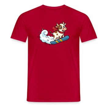 Snowboard Kuh Cartoon Lustige Winterkuh - Männer T-Shirt - Rot - Vorne - AI Model Male 178 dark (178cm)