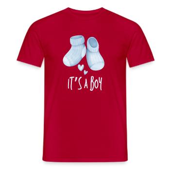 Blaue Babystiefel, es ist ein Junge - Männer T-Shirt - Rot - Vorne - AI Model Male 178 dark (178cm)