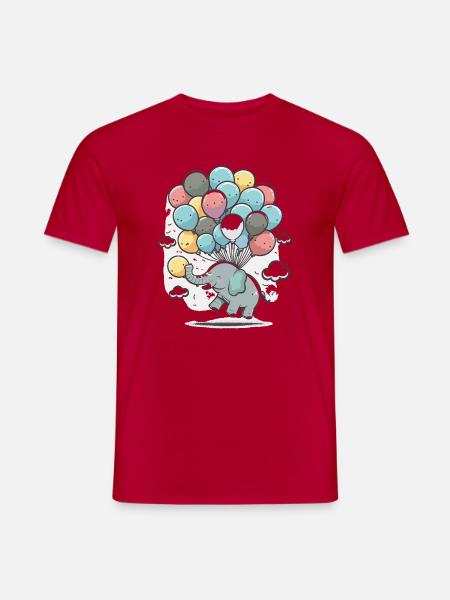 Ballon-Elefant im Wolkenmeer - Männer T-Shirt - Rot
