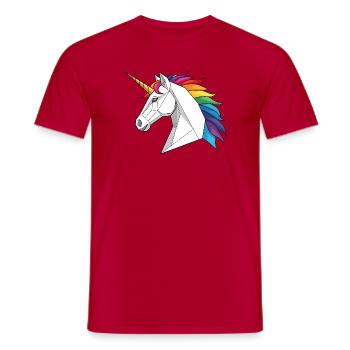 Geometric Unicorn with Rainbow - Men's T-Shirt - red - Front - AI Model Male 178 dark (178cm)