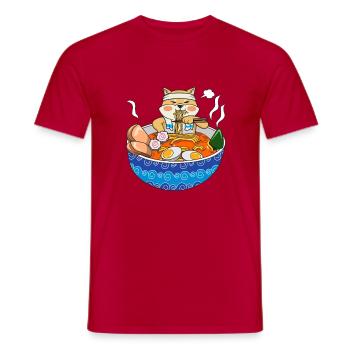Kawaii Anime Shiba Inu Ramen Japanese Noodle Dog G - Men's T-Shirt - red - Front - AI Model Male 178 dark (178cm)