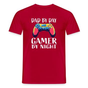 Vater Gamer Nacht Controller - Männer T-Shirt - Rot - Vorne - AI Model Male 178 dark (178cm)