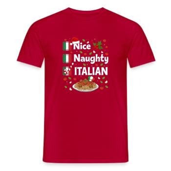 Nice Naughty Italian Xmas Pasta - Men's T-Shirt - red - Front - AI Model Male 178 dark (178cm)