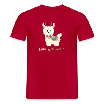 Un alpaga déguisé en renne souhaite un joyeux Noël - T-shirt homme - rouge - Devant - AI Model Male 178 dark (178cm)