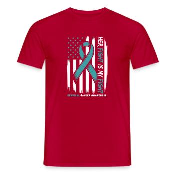 Cervical Cancer Awareness for mom, wife, grandma - Men's T-Shirt - red - Front - AI Model Male 178 dark (178cm)