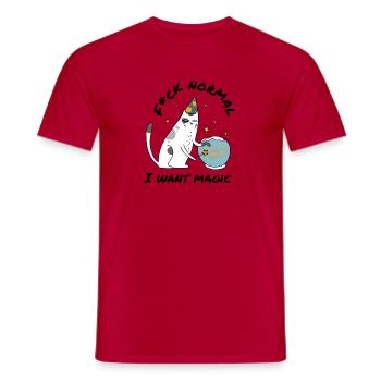 Fuck Normal – Spell Wizard Magic Cat - Men's T-Shirt - red - Front - AI Model Male 178 dark (178cm)