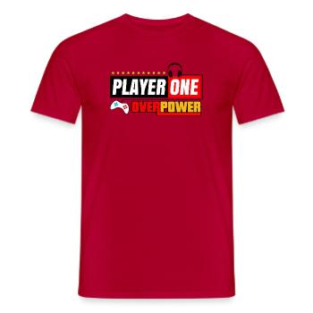 Spieler Eins Overpower | Spieler- und Streamer-Stil - Männer T-Shirt - Rot - Vorne - AI Model Male 178 dark (178cm)