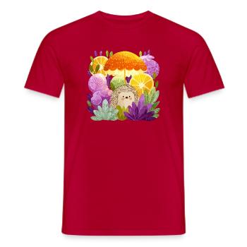 Hedgehog under lemon rain - Men's T-Shirt - red - Front - AI Model Male 178 dark (178cm)