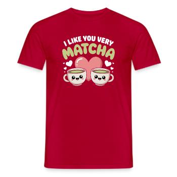 Thé matcha dit thé vert comme toi, très matcha - T-shirt homme - rouge - Devant - AI Model Male 178 dark (178cm)