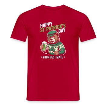 St Patrick's Bär mit Grünem Mantel - Männer T-Shirt - Rot - Vorne - AI Model Male 178 dark (178cm)