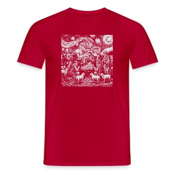 Jesus Nativity Nativity Motif Christmas Design - Men's T-Shirt - red - Front - AI Model Male 178 dark (178cm)