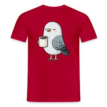 Bibper de café Pigeon Cosy - T-shirt homme - rouge - Devant - AI Model Male 178 dark (178cm)