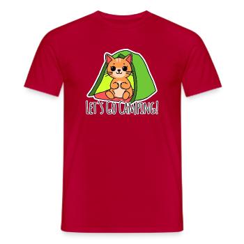 Let's go camping! The cute cat goes camping! - Men's T-Shirt - red - Front - AI Model Male 178 dark (178cm)