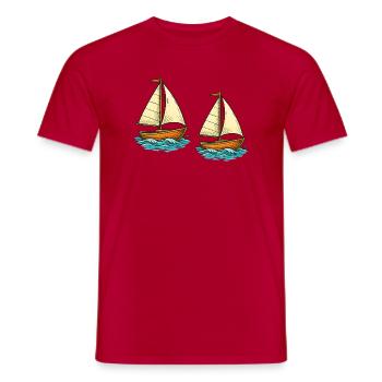 Deux voiliers - T-shirt homme - rouge - Devant - AI Model Male 178 dark (178cm)