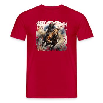 Style de peinture dynamique du Wild West Rider - T-shirt homme - rouge - Devant - AI Model Male 178 dark (178cm)