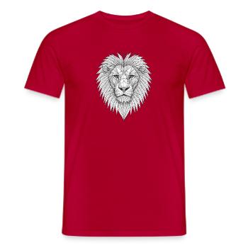 Geometrischer Löwenkopf Lineart - Männer T-Shirt - Rot - Vorne - AI Model Male 178 dark (178cm)