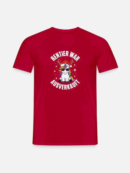Rentier war ausverkauft Einhorn Weihnachten Lustig - Männer T-Shirt - Rot