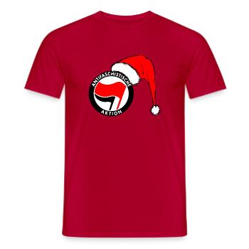 Antifa Christmas - Santa Claus - X-Mas - Men's T-Shirt - red - Front - AI Model Male 178 dark (178cm)