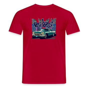 Retro Neon City Car 1950s Style (Based!) - Men's T-Shirt - red - Front - AI Model Male 178 dark (178cm)