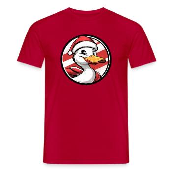 Canard de Noël avec chapeau de Père Noël - T-shirt homme - rouge - Devant - AI Model Male 178 dark (178cm)