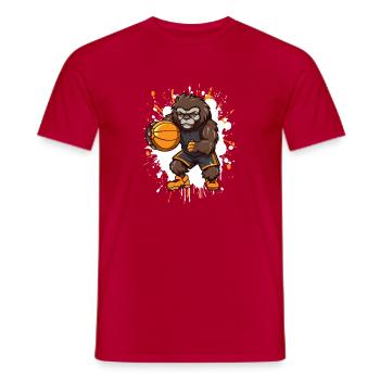 Basketball Gorilla Cartoon Mascot - Männer T-Shirt - Rot - Vorne - AI Model Male 178 dark (178cm)