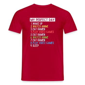 Mein perfekter Tag Anime Ramen Gaming Nerd Design - Männer T-Shirt - Rot - Vorne - AI Model Male 178 dark (178cm)