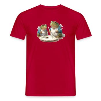 Frosch-Dinner: Fliege am Teller - Männer T-Shirt - Rot - Vorne - AI Model Male 178 dark (178cm)