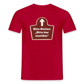 Bütz-Station Karneval Kostüm Ersatz Kölle Alaaf - Männer T-Shirt - Rot - Vorne - AI Model Male 178 dark (178cm)