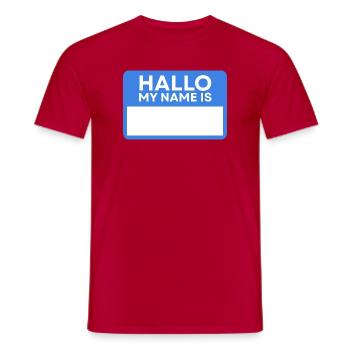 Bonjour Nom Bleu Badge - T-shirt homme - rouge - Devant - AI Model Male 178 dark (178cm)