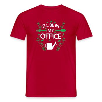 Je serai dans mon bureau Jardinage Œuvres d’art cadeaux - T-shirt homme - rouge - Devant - AI Model Male 178 dark (178cm)