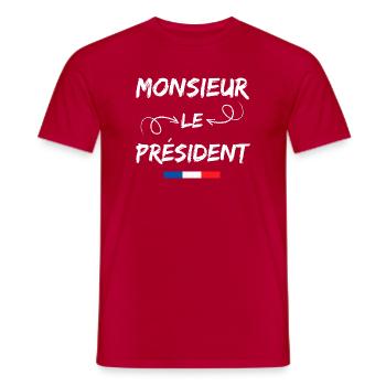 Monsieur le président humour français - T-shirt homme - rouge - Devant - AI Model Male 178 dark (178cm)