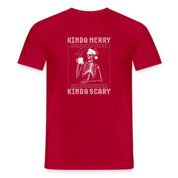 Kinda Merry Kinda Scary Men's Christmas Skeleton - Men's T-Shirt - red - Front - AI Model Male 178 dark (178cm)