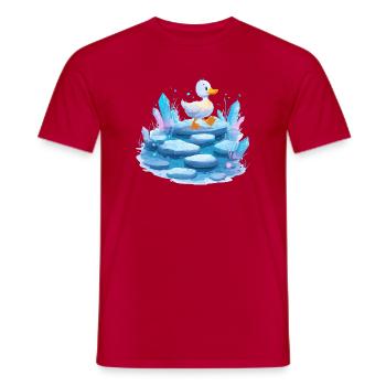 Ente auf Eispfad mit Kristallen - Men's T-Shirt - red - Front - AI Model Male 178 dark (178cm)