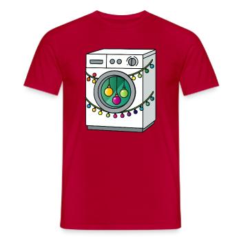 Machine à laver de Noël avec guirlandes lumineuses - T-shirt homme - rouge - Devant - AI Model Male 178 dark (178cm)