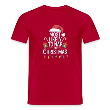 Most Likely to Nap on Christmas - Men's T-Shirt - red - Front - AI Model Male 178 dark (178cm)