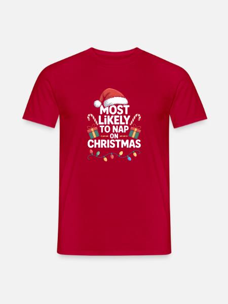 Most Likely to Nap on Christmas - Men's T-Shirt - red