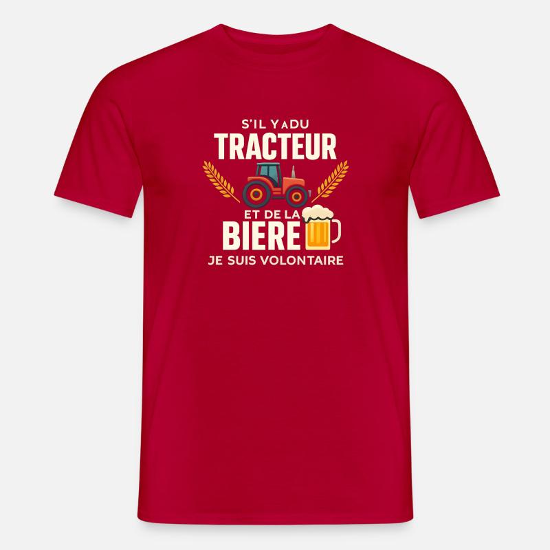 Traktor- und Bierfreiwilliger - Männer T-Shirt - Rot