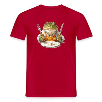 Cuisinier grenouille avec fourchette et couteau - T-shirt homme - rouge - Devant - AI Model Male 178 dark (178cm)