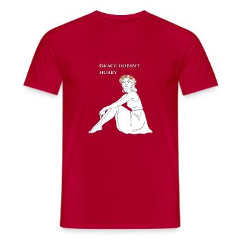Grace Doesn’t Hurry – Line Art Sommermotiv - Männer T-Shirt - Rot - Vorne - AI Model Male 178 dark (178cm)
