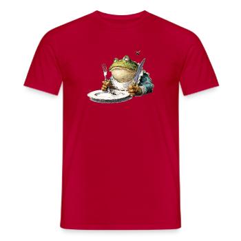 Frosch am Tisch mit Besteck - Männer T-Shirt - Rot - Vorne - AI Model Male 178 dark (178cm)
